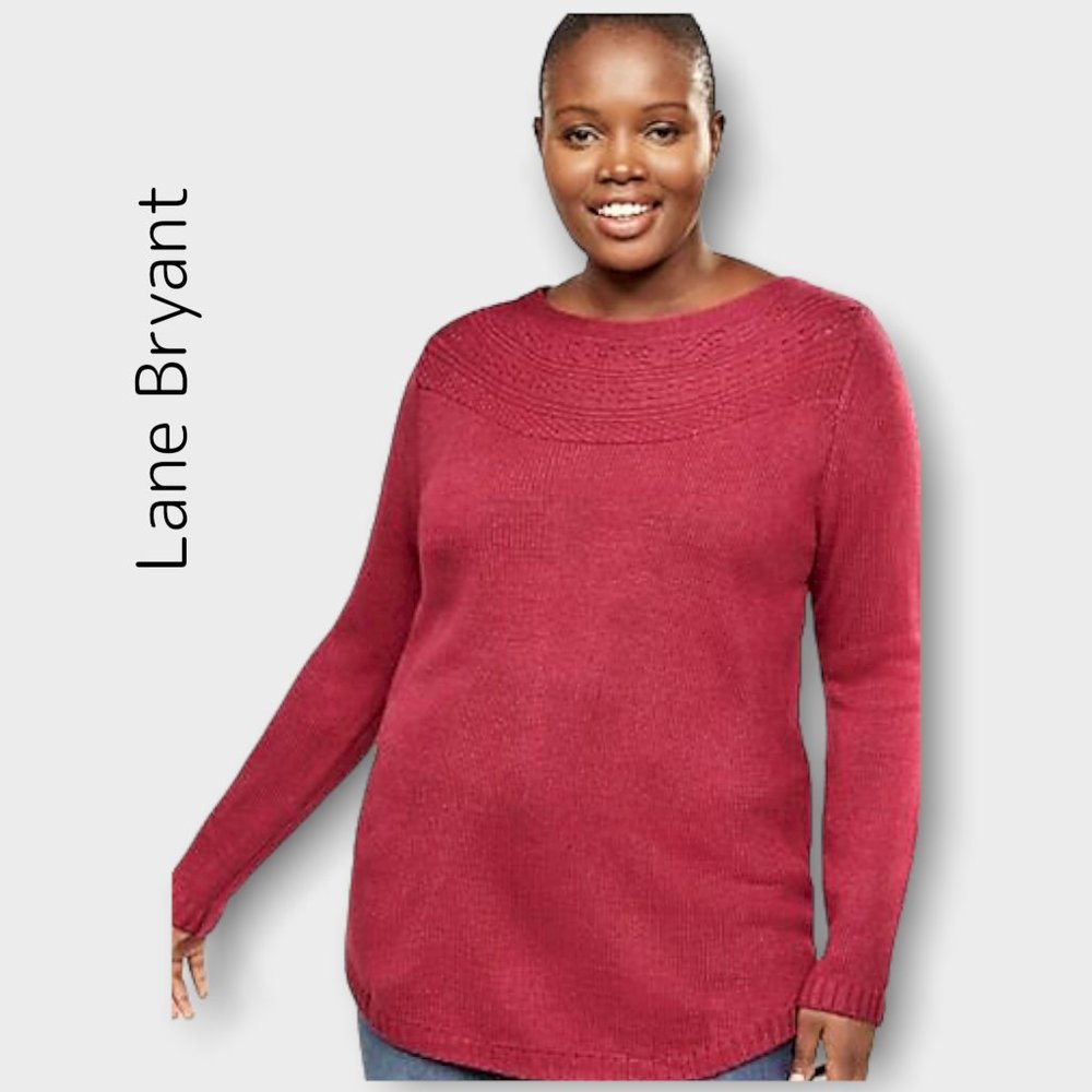Lane Bryant Rumba Red Boatneck Knit Sweater size 18 to 20